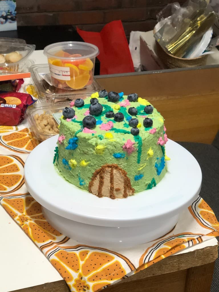 Blueberry whimsical forest cake