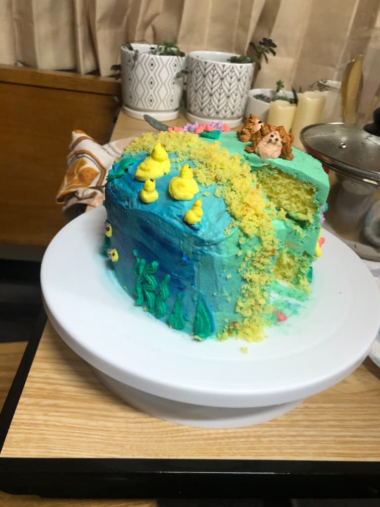 Ducks and hedgehogs cake