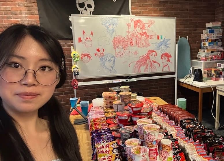 Anime drawings and ramen collection