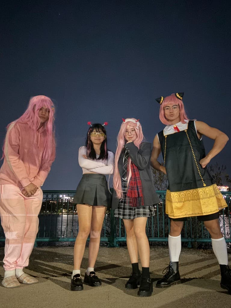 halloween pink hair anime girl squad